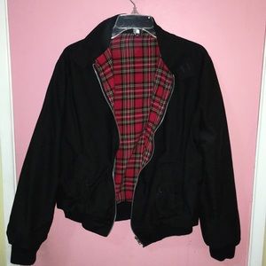 bomber jacket with plaid inside